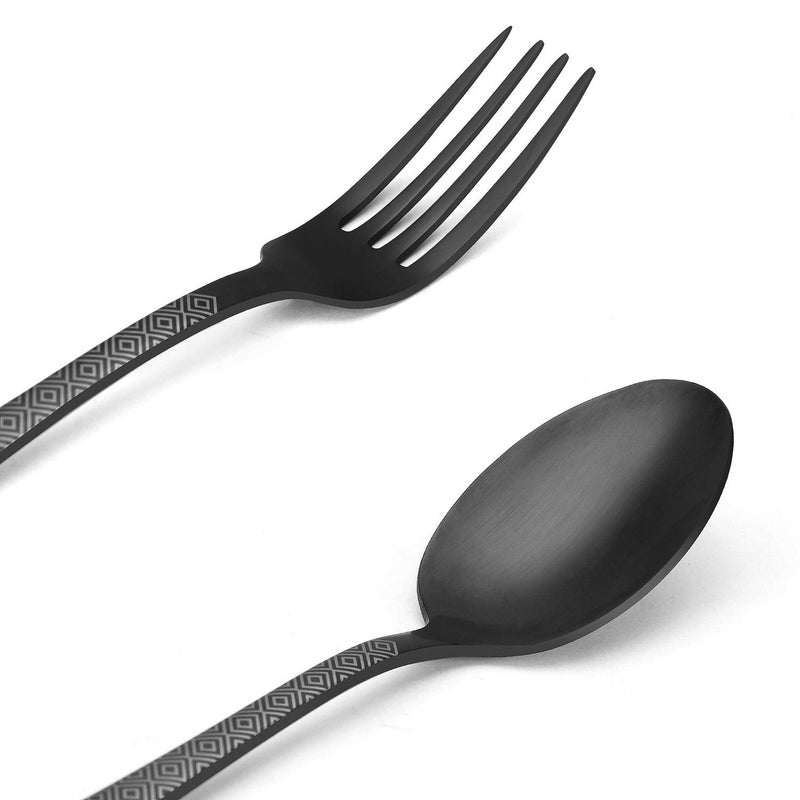 sharecook Matte Black Silverware Set, Satin Finish 20-Piece Stainless Steel Flatware Set,Kitchen Utensil Set Service for 4,Tableware Cutlery Set for Home and Restaurant, Dishwasher Safe - Image 3